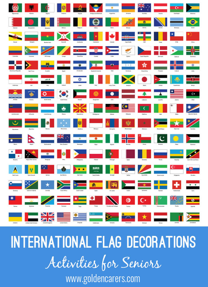 Have fun decorating international flags.